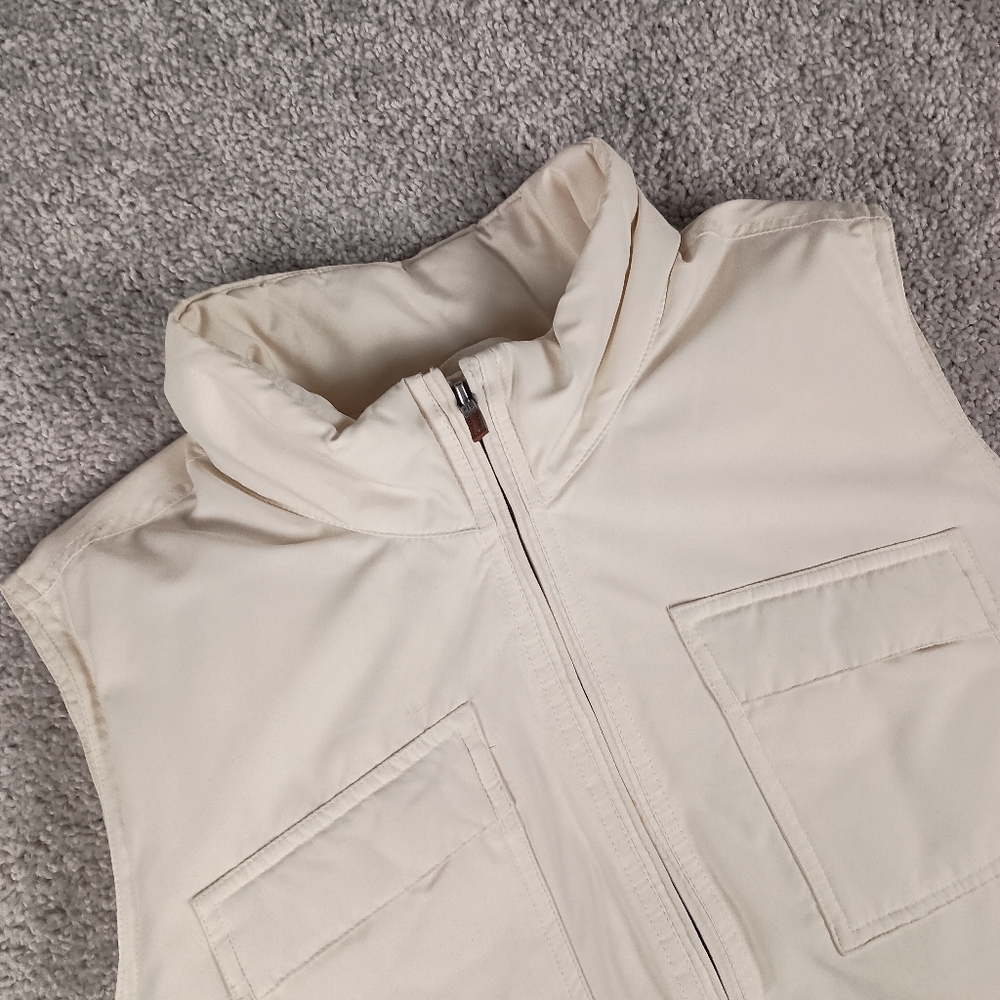 Lauren Ralph Lauren Ivory Down Puffer Vest L Zip Quilted Core